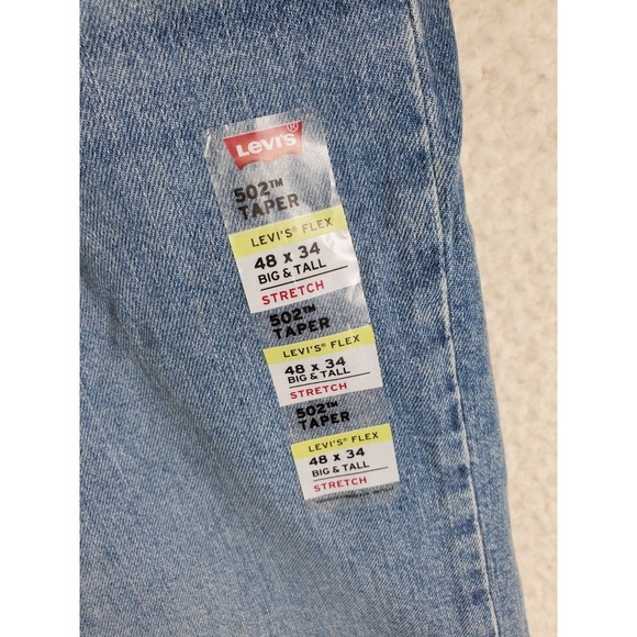 Levi's 502 Flex Taper Blue Jeans Mens 48x34 Big Tall Stretch Relaxed (47x32) NWT - Picture 8 of 12